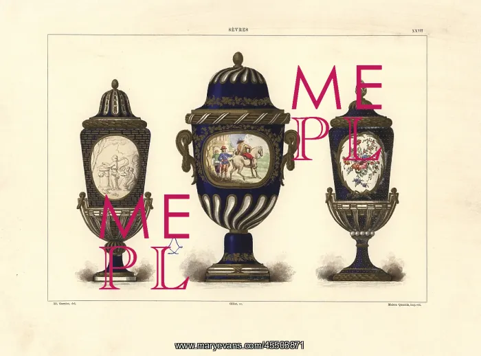 : Three Sevres vases with lids : Three Sevres vases with lids