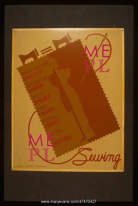 : Sewing. Poster promoting occupations related to sewing : Sewing. Poster promoting occupations related to sewing