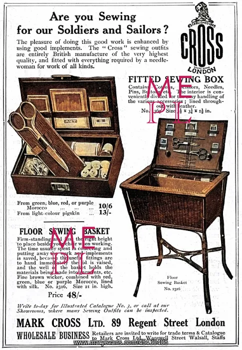 : Sewing boxes and baskets, WW1 : Sewing boxes and baskets, WW1