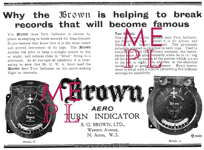 : S.G.Brown Aero Turn Indicator : Model A - Model B : S.G.Brown Aero Turn Indicator : Model A - Model B
