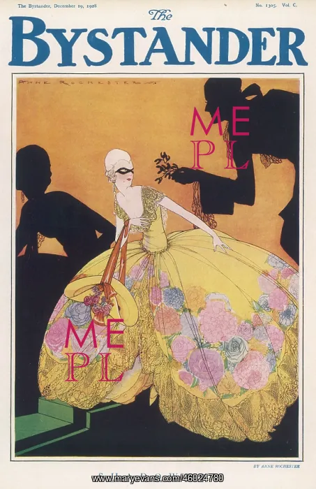  : Shadowed!. A woman in an elaborate yellow ballgown with the shadow of a
