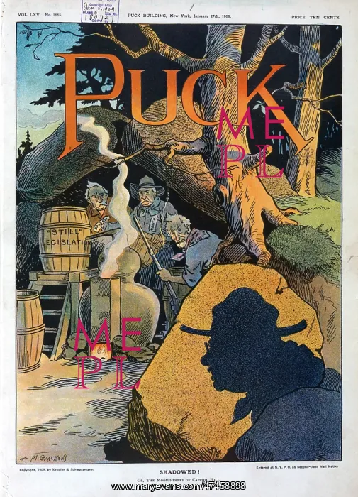 : Shadowed!. Illustration shows Joseph G. Cannon, holding a rifle, with John Dalzell : Shadowed!. Illustration shows Joseph G. Cannon, holding a rifle, with John Dalzell