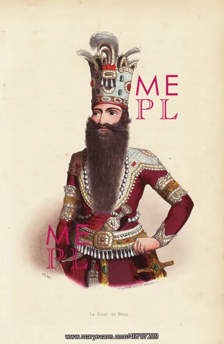 : Shah of Persia with long beard and elaborately : Shah of Persia with long beard and elaborately