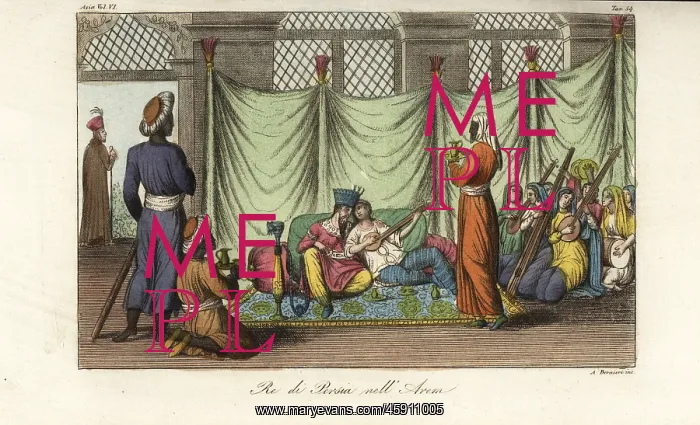 : The Shah of Persia relaxing in his harem or seraglio : The Shah of Persia relaxing in his harem or seraglio