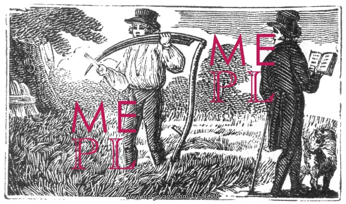 : Sharpening a scythe blade, c.1800 : Sharpening a scythe blade, c.1800