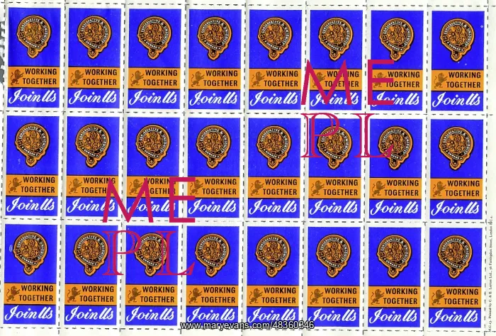 : Sheet of Conservative Party campaign stamps : Sheet of Conservative Party campaign stamps