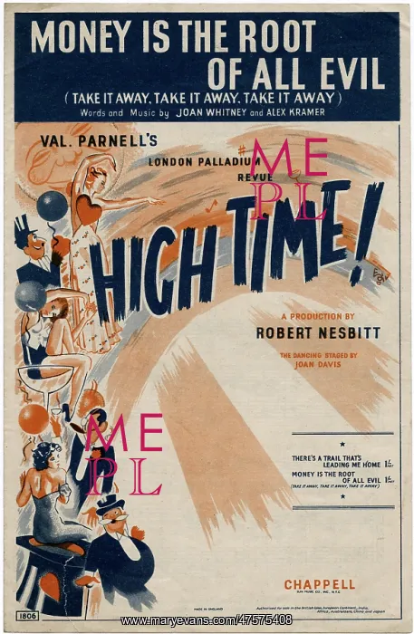 : Sheet music cover, Money is the Root of All Evil : Sheet music cover, Money is the Root of All Evil