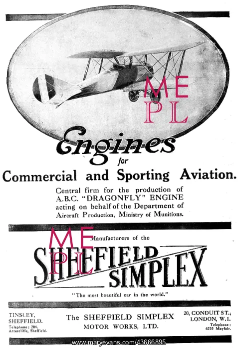 : Sheffield Simplex Aircraft Engines - A.B.C.Dragonfly : Sheffield Simplex Aircraft Engines - A.B.C.Dragonfly