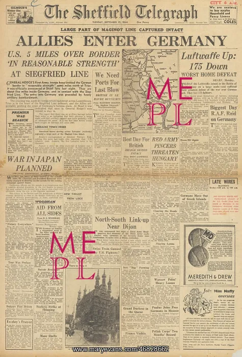 : Sheffield Telegraph Allied troops invade Germany : Sheffield Telegraph Allied troops invade Germany