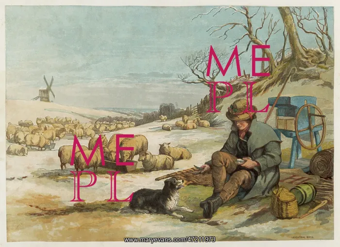 : SHEPHERD & DOG IN WINTER : SHEPHERD & DOG IN WINTER