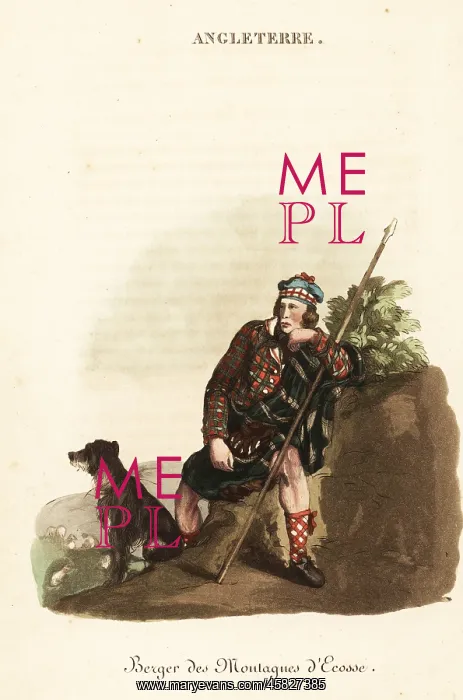 : Shepherd in the Scottish Highlands, 1800s : Shepherd in the Scottish Highlands, 1800s