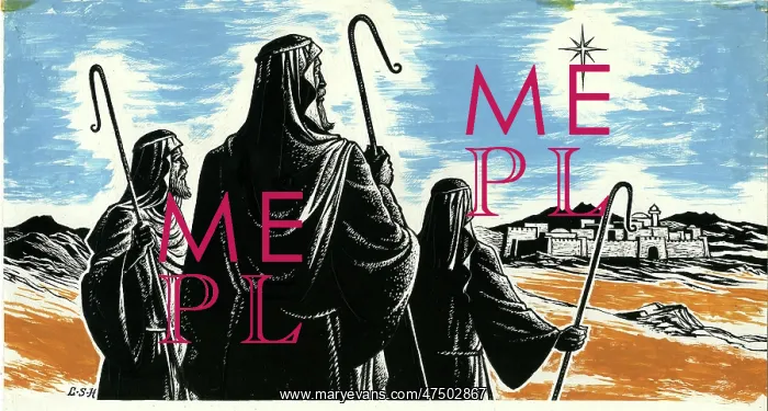 : Three Shepherds approaching Bethlehem : Three Shepherds approaching Bethlehem
