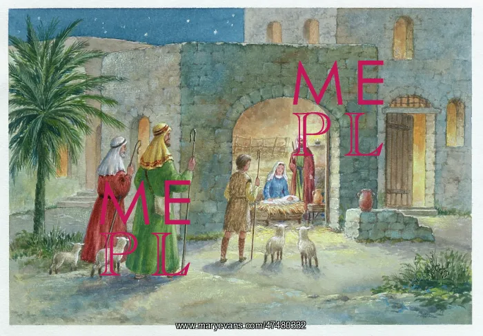 : Three Shepherds Arriving at the door of the Stable in Bethle : Three Shepherds Arriving at the door of the Stable in Bethle