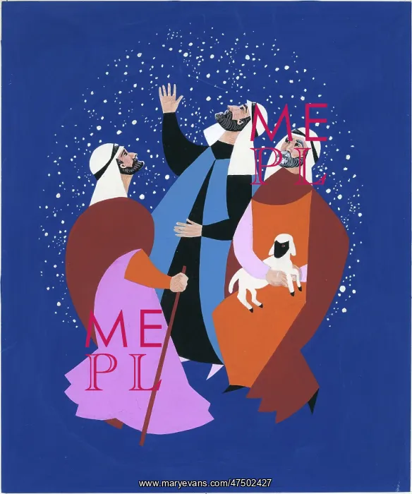  : The Three Shepherds, one with a lamb