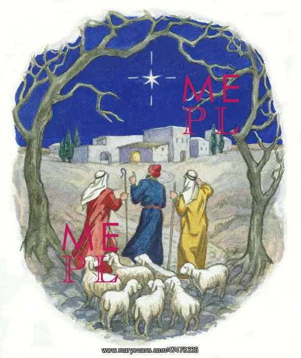 : shepherds with sheep lookiing over to the star : shepherds with sheep lookiing over to the star