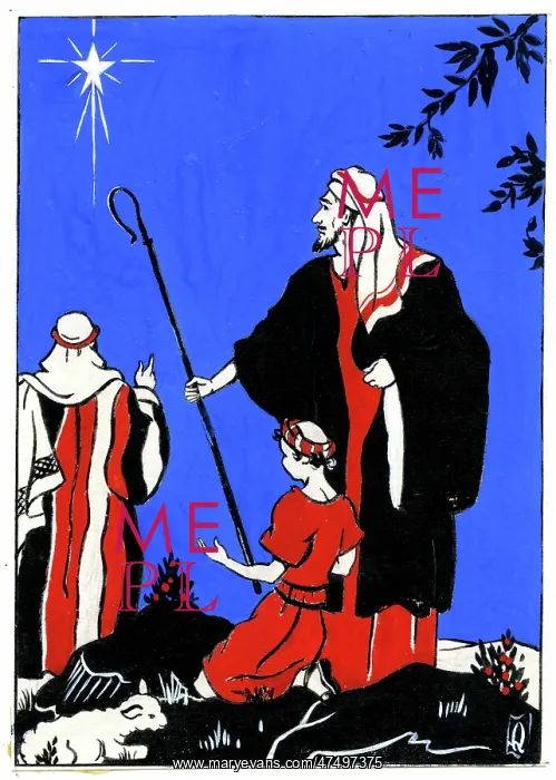 : Shepherds and shepherd boy gazing at star : Shepherds and shepherd boy gazing at star