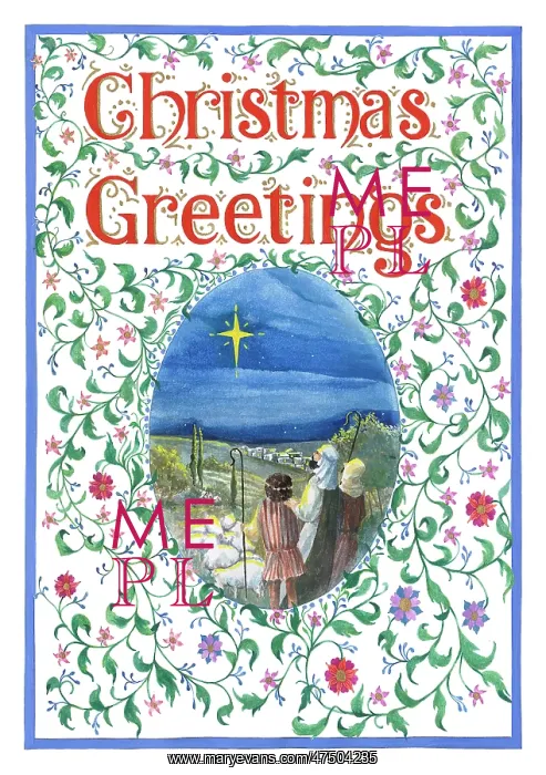 : Shepherds and star with'Christmas Greetings : Shepherds and star with'Christmas Greetings
