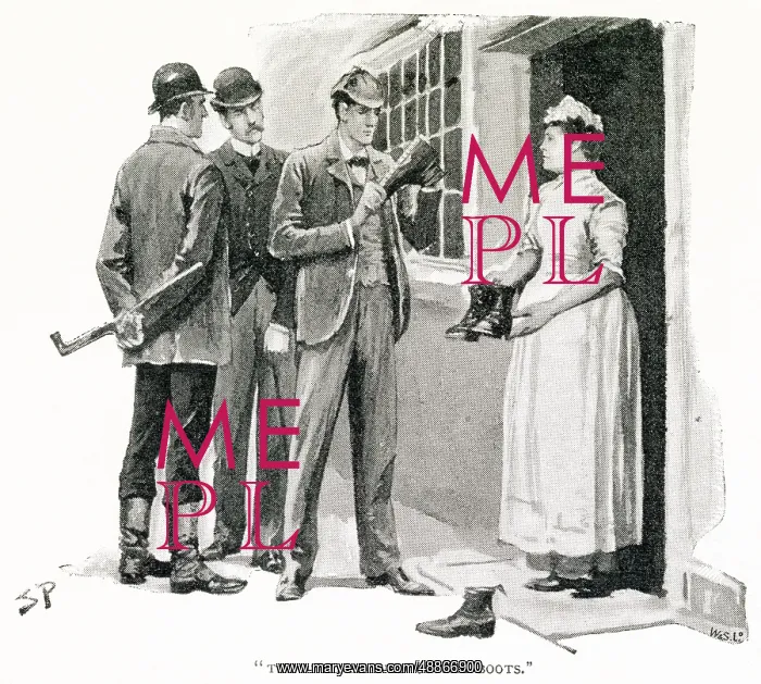 : Sherlock Holmes - Holmes inspects McCarthy's boots : Sherlock Holmes - Holmes inspects McCarthy's boots