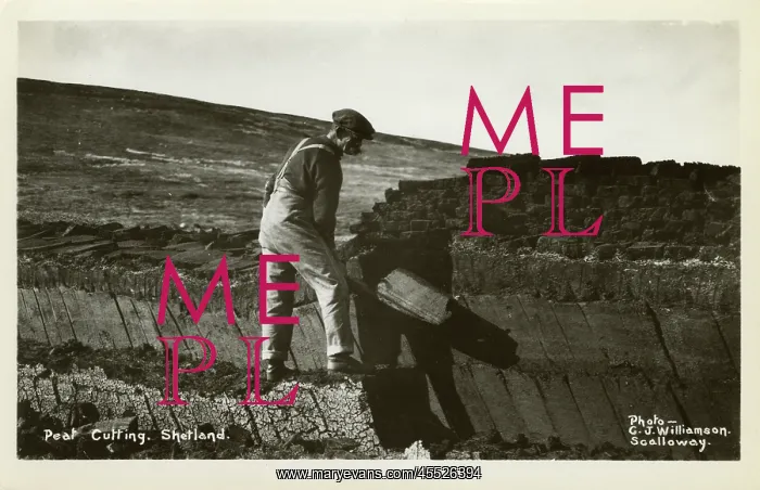 : Shetland Islands - Cutting a peat bank : Shetland Islands - Cutting a peat bank