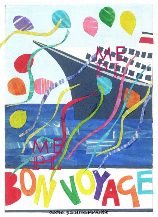 : Ship with balloons and streamers : Ship with balloons and streamers