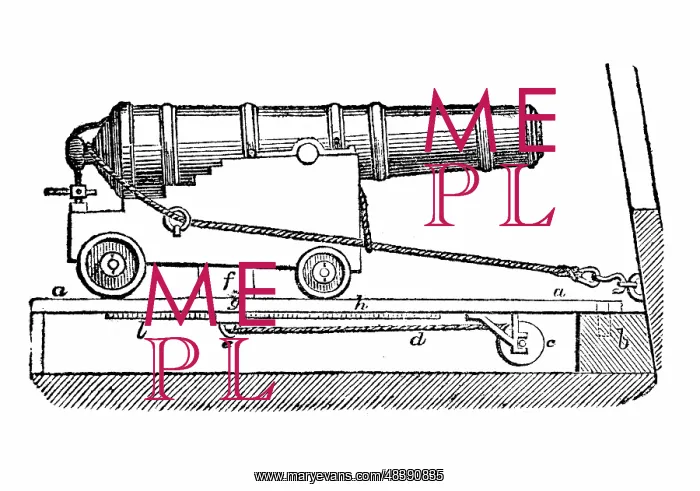  : Ship cannon on gun carriage