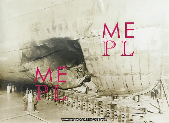  : Ship in dry dock with damaged hull