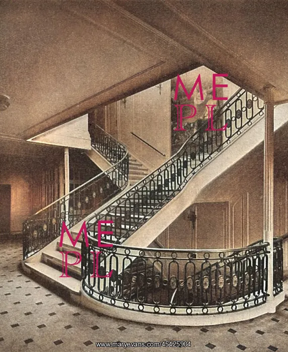 : Ship interiors: the main staircase of the Amerika, 1905 : Ship interiors: the main staircase of the Amerika, 1905