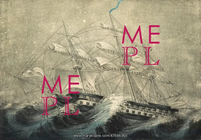 : Ship in Squall, 19th Century : Ship in Squall, 19th Century