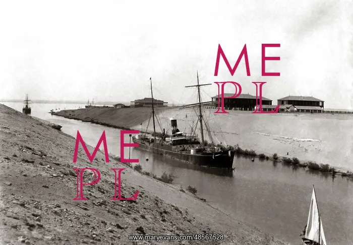  : Ship in the Suez Canal, Egypt, circa 1880s