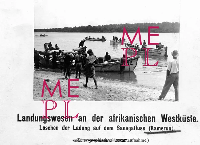 : Shipment of goods the Sanaga in Cameroon, 1908 : Shipment of goods the Sanaga in Cameroon, 1908