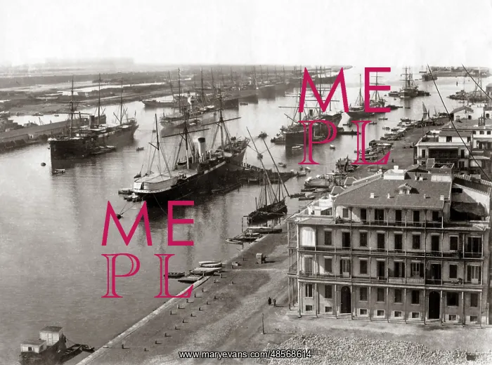  : Ships in dock at Suez, Egypt, circa 1880s