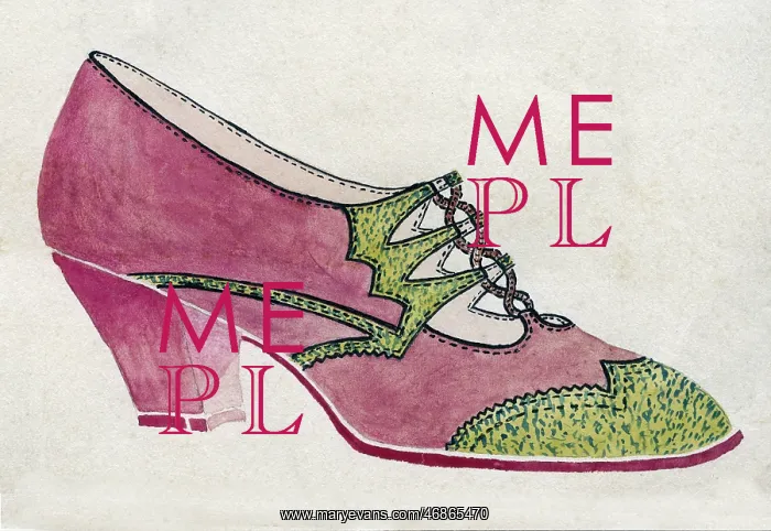  : Shoe design in maroon and green