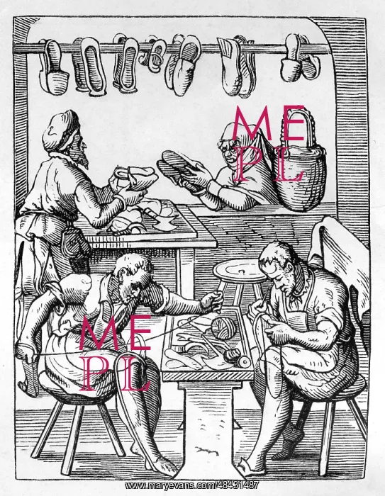 : The Shoemaker. Master craftsman serves female : The Shoemaker. Master craftsman serves female