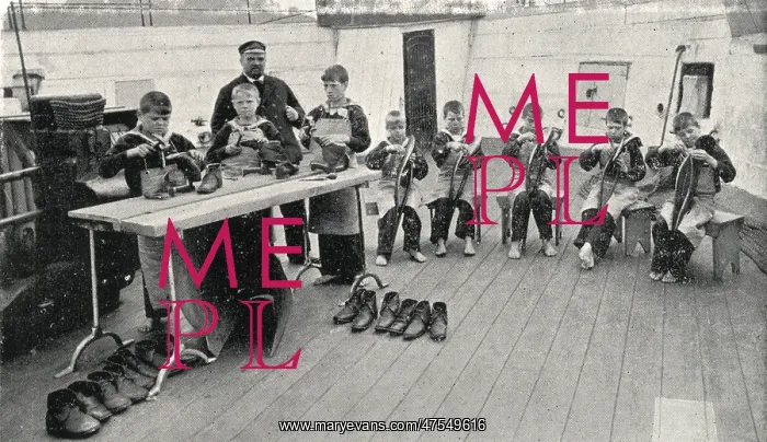 : Shoemaking Class, Training Ship Wellesley, North Shields : Shoemaking Class, Training Ship Wellesley, North Shields