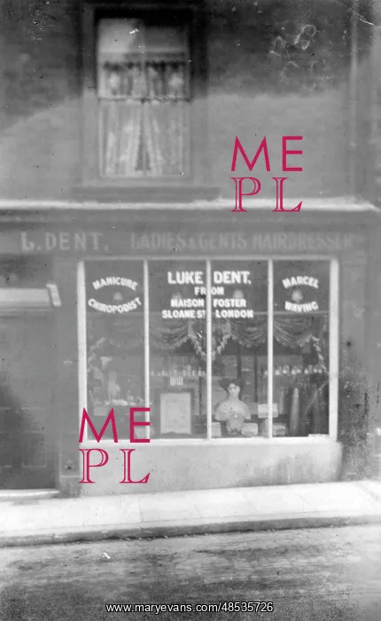 : Shop-front - Premises of Luke Dent - Barber, Sheffield, York : Shop-front - Premises of Luke Dent - Barber, Sheffield, York