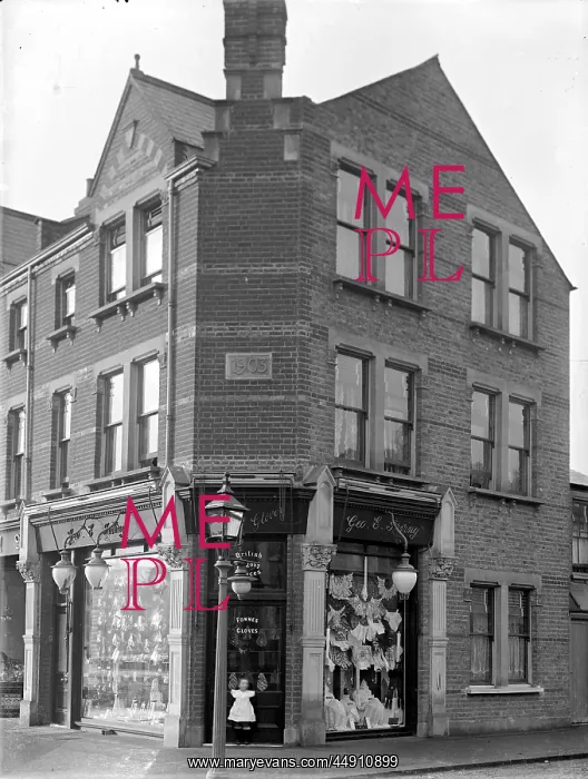 : Shop front of George E. Irving Outfitter, High Street Sidcup : Shop front of George E. Irving Outfitter, High Street Sidcup