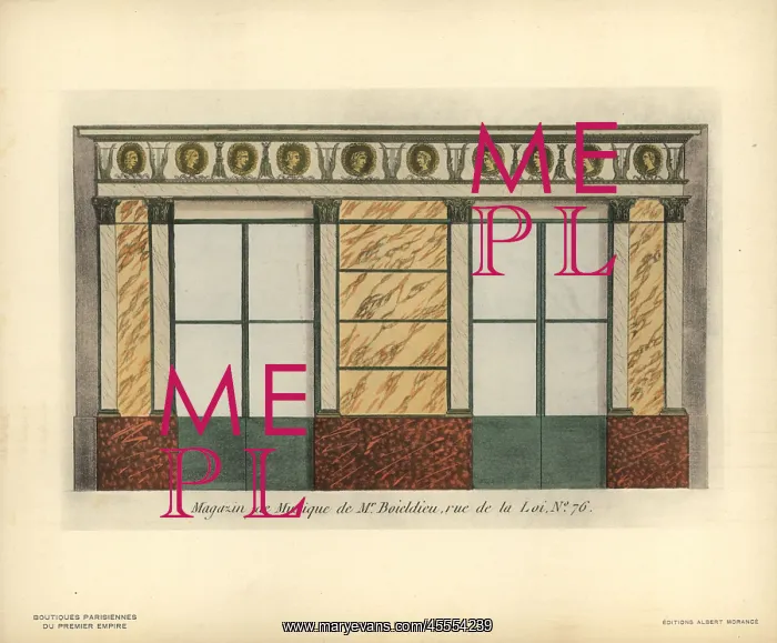 : Shopfront of Boieldieu's music store, Paris, circa 1800 : Shopfront of Boieldieu's music store, Paris, circa 1800