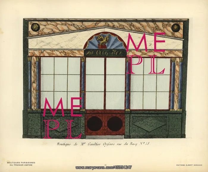 : Shopfront of Gaultier's goldsmith, Paris, circa 1800 : Shopfront of Gaultier's goldsmith, Paris, circa 1800