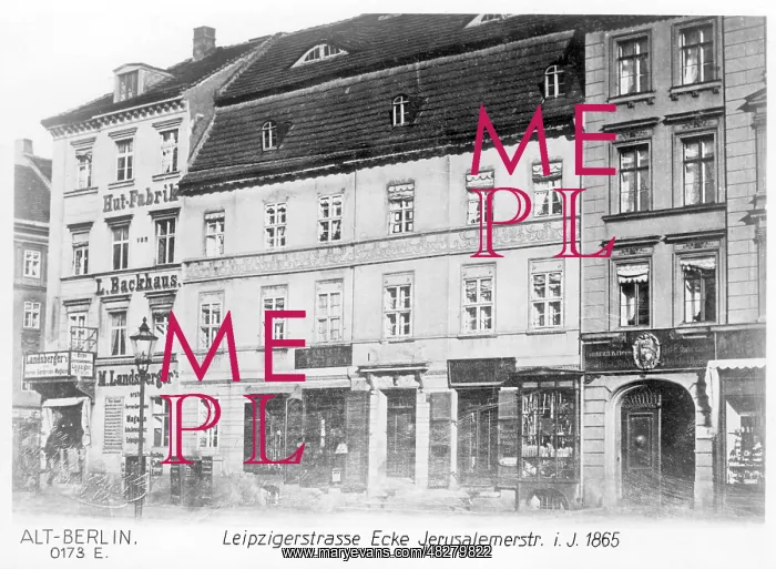 : Shops on Leipziger Strasse in Berlin, 1865 : Shops on Leipziger Strasse in Berlin, 1865