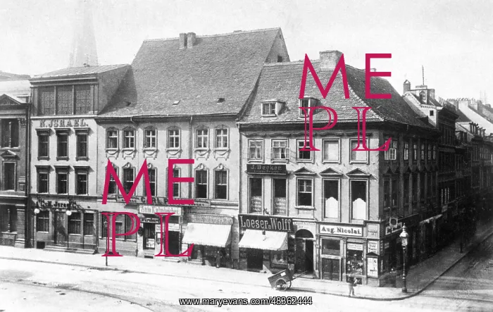 : Shops on Spandauer Strasse in Berlin, 1889 : Shops on Spandauer Strasse in Berlin, 1889