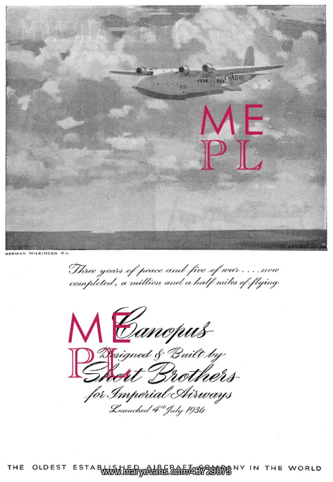 : Short Empire Flying Boat Canopus : Short Empire Flying Boat Canopus