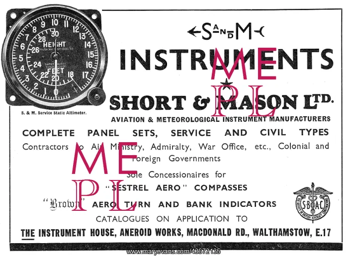 : Short & Mason Aircraft Instruments - Aircaft Panel Sets : Short & Mason Aircraft Instruments - Aircaft Panel Sets