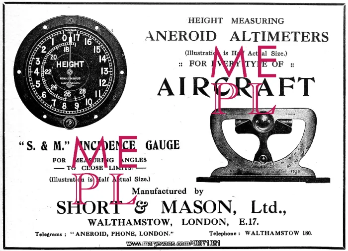  : Short & Mason S.&M. Incidence Gauge. S.&M. Altimeter