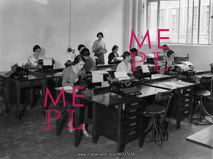 : Shorthand typists preparing for the conference : Shorthand typists preparing for the conference
