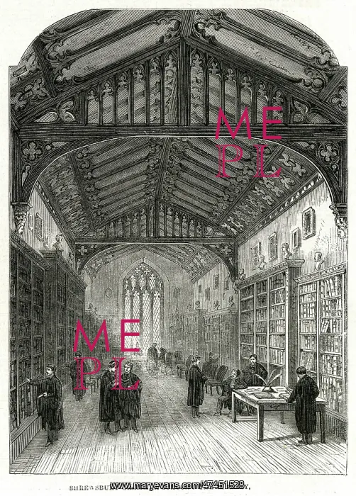 : Shrewsbury Grammer School - library 1861 : Shrewsbury Grammer School - library 1861