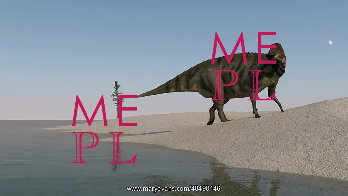 : Shuangmiaosaurus walking along the shoreline : Shuangmiaosaurus walking along the shoreline