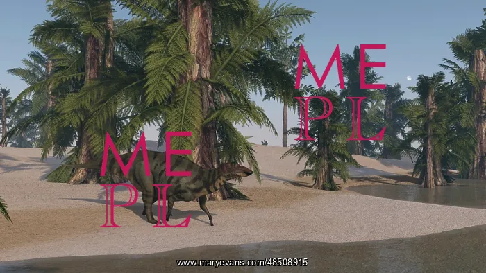 : Shuangmiaosaurus walking along the shoreline : Shuangmiaosaurus walking along the shoreline