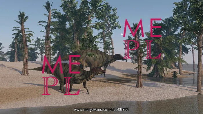 : Two Shuangmiaosaurus walking along the shoreline : Two Shuangmiaosaurus walking along the shoreline
