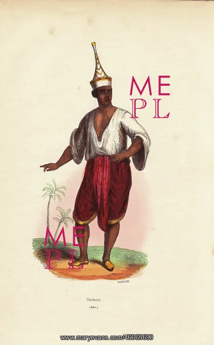 : Siamese man (Thailand) in pointed hat, shirt : Siamese man (Thailand) in pointed hat, shirt