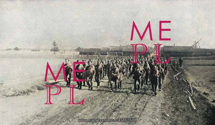 : Siberian troops in retreat, Eastern Front, Russia, WW1 : Siberian troops in retreat, Eastern Front, Russia, WW1